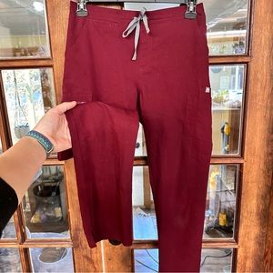 Figs Maroon Yola scrub pant -Small Tall